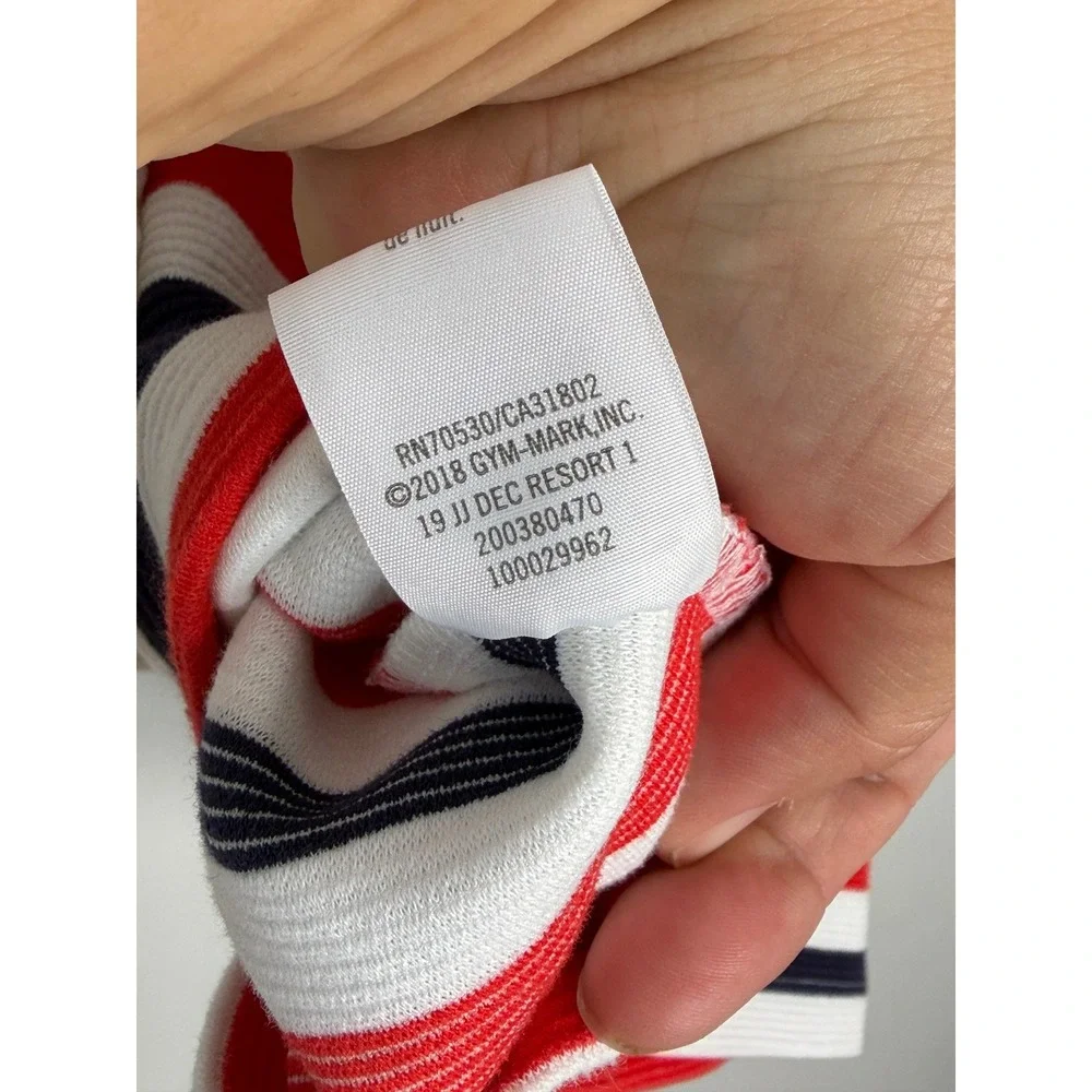 Janie and Jack Knit Dress Girls 4 Red White Blue Nautical Striped Ruffle Pockets